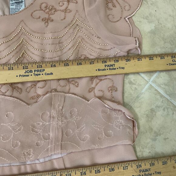 R&M RICHARDS 2N1 Beaded Bodice midi Dress women’s size 12P Blush Lined - Picture 10 of 10